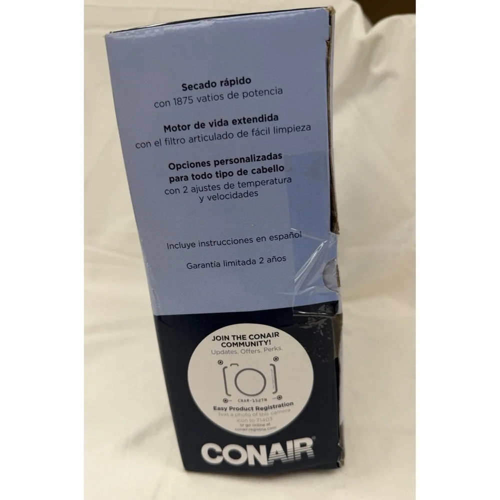 Conair 1875W Mid-Size Hair Dryer Navy Blue 152TB NEW OPEN BOX